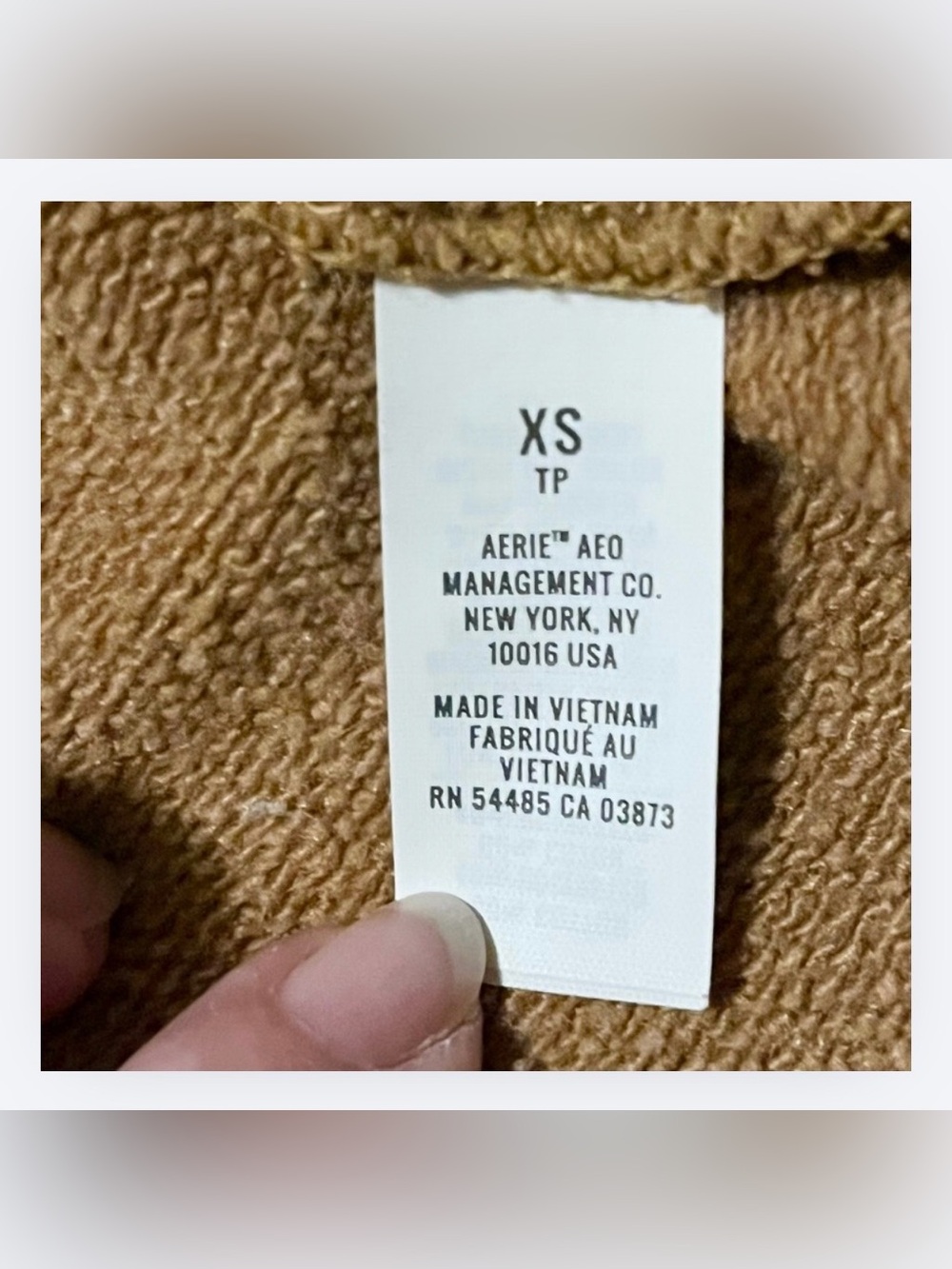 Aerie Tan-Brown Turtleneck French Terry Cloth Sweater, Size XS - Picture 4 of 5